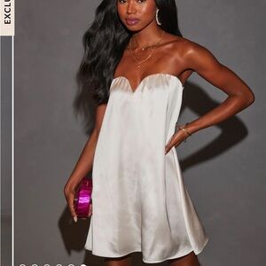 NEW VICI Evangeline Strapless Satin Mini Dress SIZE M